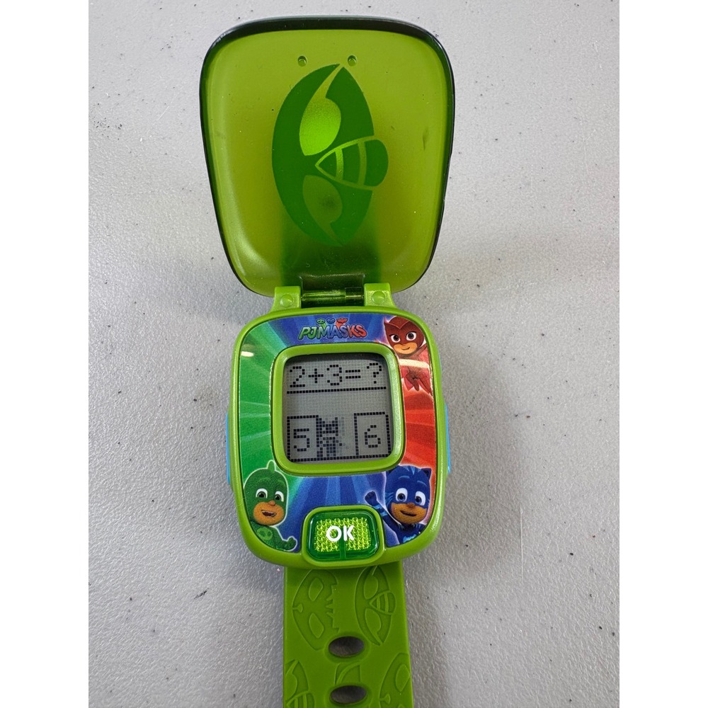 VTECH PJ MASKS KIDS Green WATCH Time Games Sounds Lights Fresh Battery Installed